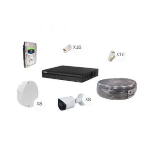 Dahua 8 Ch IP CCTV Kit with 8 X 2 MP 30m Bullets, 1TB Hard Dr and Cat5