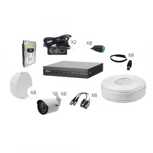 8 Channel 1080N XVR DVR Kit - 8 1080P x 4/1 bullet cameras, 1TB HD, balun, cable, power supply,DCPC